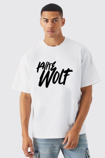 Knite wolf Men's oversize White T-shirt  Premium 180 Gsm knitewold Edition
