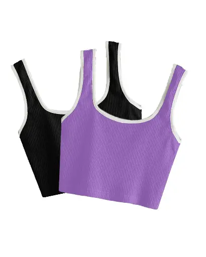 Knite Wolf Premium Women's Crop Top with Contrast Scoop Desgin ( Pack of 2 color)