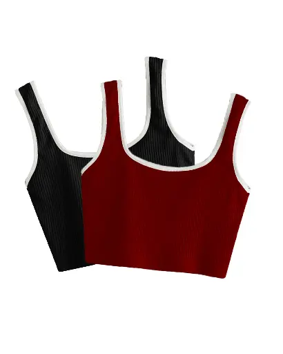 Knite Wolf Premium Women's Crop Top with Contrast Scoop Desgin ( Pack of 2 color)