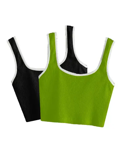 Knite Wolf Premium Women's Crop Top with Contrast Scoop Desgin ( Pack of 2 color)
