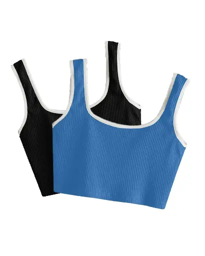 Knite Wolf Premium Women's Crop Top with Contrast Scoop Desgin ( Pack of 2 color)