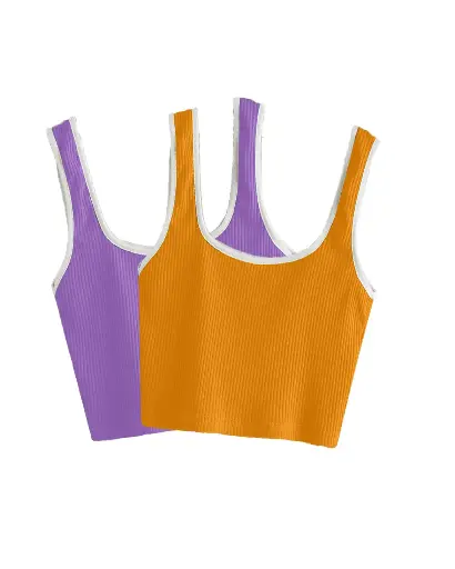 Knite Wolf Premium Women's Crop Top with Contrast Scoop Desgin ( Pack of 2 color)