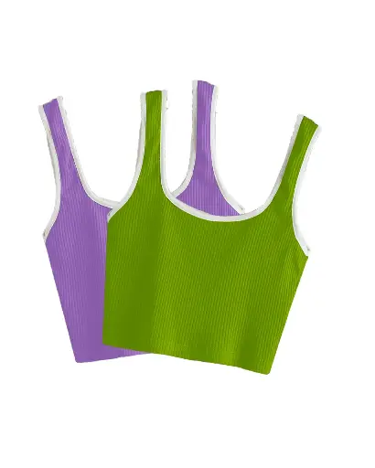 Knite Wolf Premium Women's Crop Top with Contrast Scoop Desgin ( Pack of 2 color)