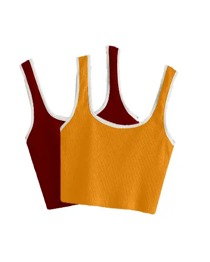 Knite Wolf Premium Women's Crop Top with Contrast Scoop Desgin ( Pack of 2 color)