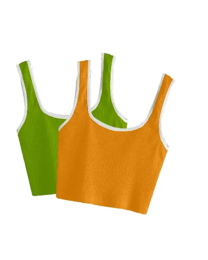 Knite Wolf Premium Women's Crop Top with Contrast Scoop Desgin ( Pack of 2 color)