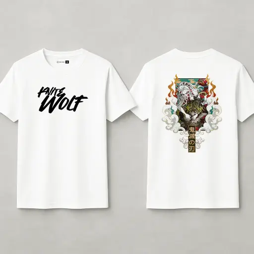 Knite Wolf Men's White Dry-Fit Polyester Printed T-Shirt | Front & Back Graphic | Activewear for Gym, Sports & Casual Use
