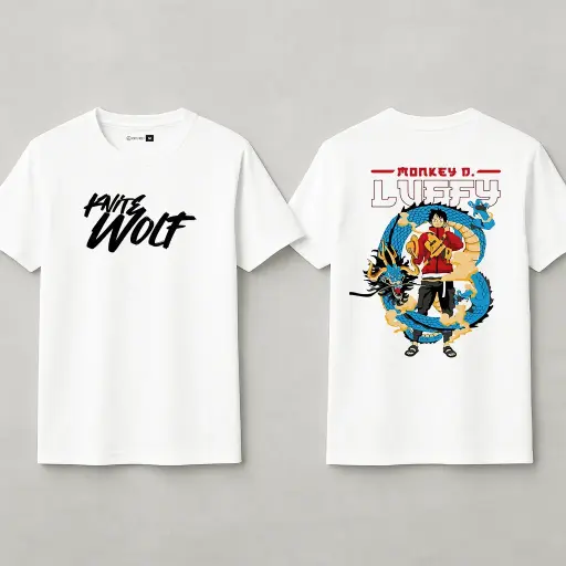 Knite Wolf Men's White Dry-Fit Polyester Printed T-Shirt | Front & Back Graphic | Activewear for Gym, Sports & Casual Use