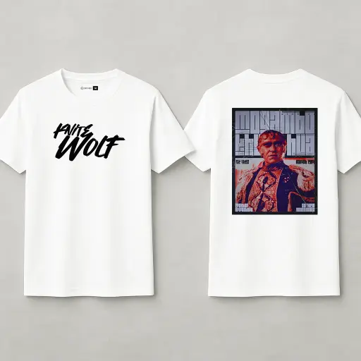 Knite Wolf Men's White Dry-Fit Polyester Printed T-Shirt | Front & Back Graphic | Activewear for Gym, Sports & Casual Use
