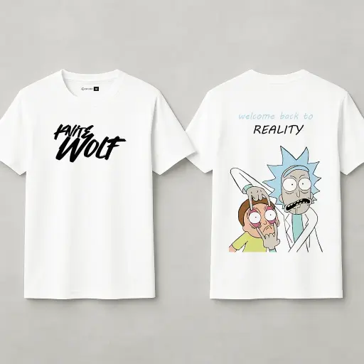 Knite Wolf Men's White Dry-Fit Polyester Printed T-Shirt | Front & Back Graphic | Activewear for Gym, Sports & Casual Use