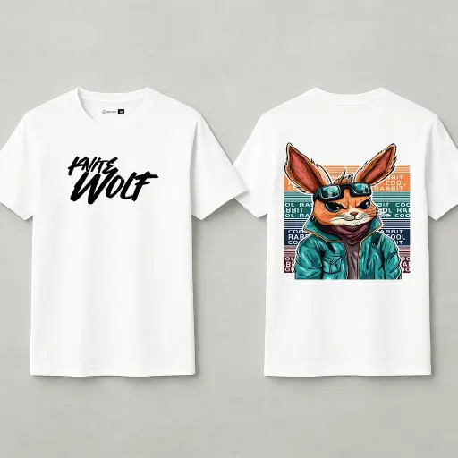 Knite Wolf Men's White Dry-Fit Polyester Printed T-Shirt | Front & Back Graphic | Activewear for Gym, Sports & Casual Use