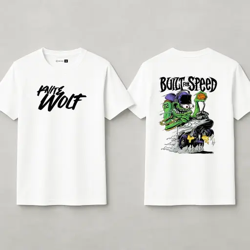 Knite Wolf Men's White Dry-Fit Polyester Printed T-Shirt | Front & Back Graphic | Activewear for Gym, Sports & Casual Use