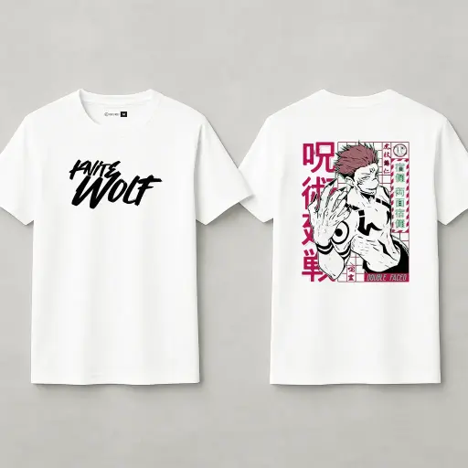 Knite Wolf Men's White Dry-Fit Polyester Printed T-Shirt | Front & Back Graphic | Activewear for Gym, Sports & Casual Use