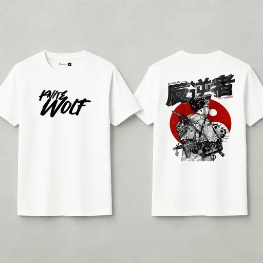 Knite Wolf Men's White Dry-Fit Polyester Printed T-Shirt | Front & Back Graphic | Activewear for Gym, Sports & Casual Use