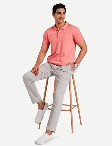 Knite Wolf Men’s Solid Polo T-Shirt Pink