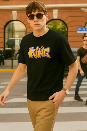 Knitewolf Men's Round Neck Printed Tshirt