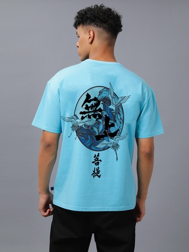 Knite wolf Mens overize premium t-shirt Abstract print 180 gsm Blue