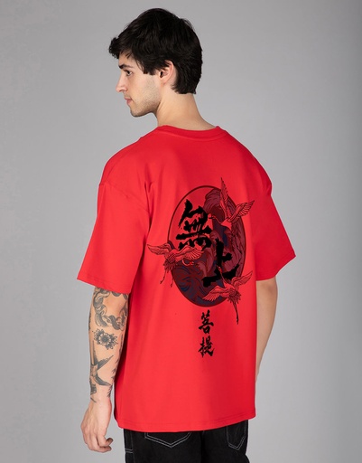 Knite wolf Mens overize premium t-shirt Abstract print 180 gsm Red
