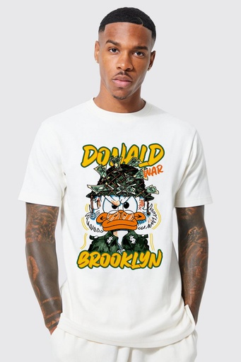 Knite wolf Men's oversize White T-shirt  Premium 180 Gsm Donald Duck Edition