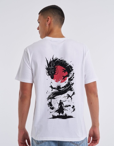Knite wolf Mens overize premium t-shirt Dragon print 180 gsm  White