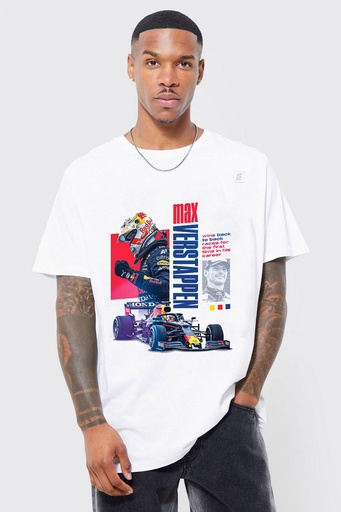 Knite wolf Men's oversize White T-shirt  Premium 180 Gsm F1 Race edition